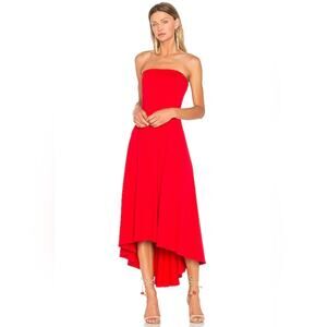 susana monaco Red Strapless Seamed High Low Dress in Perfect Red Size Small